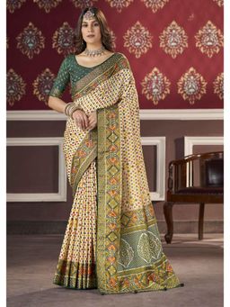 Gahan - Green Silk Brasso Embellished Saree with Unstitched Blouse