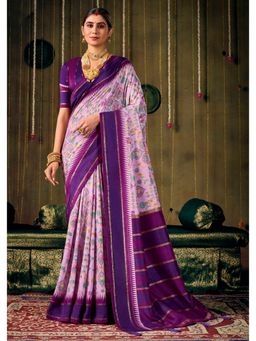 Gahan - Lavender Ethnic Motif Sentosa Silk Saree with Unstitched Blouse