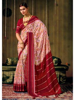 Gahan - Maroon Ethnic Motif Sentosa Silk Saree with Unstitched Blouse
