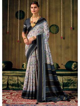 Gahan - Black Ethnic Motif Sentosa Silk Saree with Unstitched Blouse