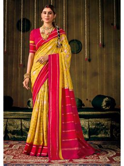 Gahan - Red Ethnic Motif Sentosa Silk Saree with Unstitched Blouse
