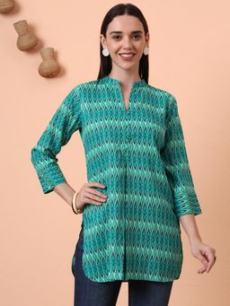Gahan - Womens Rayon Abstract Printed Green Kurti