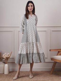 PINKSKY - Off White Cotton Printed Dress