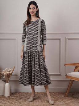 PINKSKY - Black Cotton Printed Dress