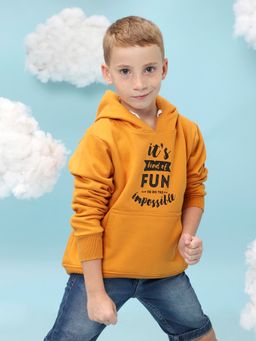 Instafab - Boys Mustard Yellow Fun To Do The Impossible Hoodie