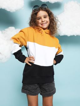 Instafab - Girls Multicolour Contrast Panel Hoodie