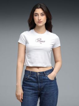 Puma - Women White Slim Fit Cropped T-shirt
