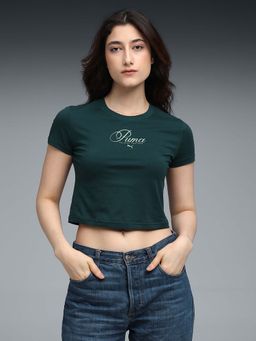 Puma - Women Green Slim Fit Cropped T-shirt
