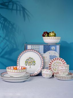 CLAY CRAFT - Magique By The Wishing Chair 20-Piece Ceramic Dinner Set Elegant Floral Plates & Bowls