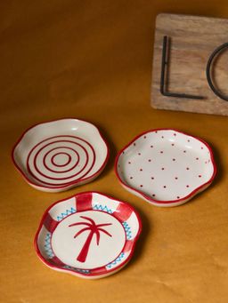 WEAVING HOMES - Red & White Handmade Dessert Plate