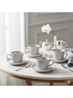 Chabby Chic - Grey 4 Cups & 4 Saucer Set