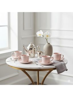 Chabby Chic - Pink 4 Cups & 4 Saucer Set