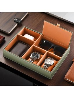 Kuber Industries - Green Faux Leather Jewellery Organisers Box