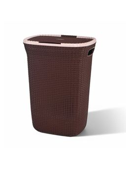 Kuber Industries - Marriott Dark Brown Plastic Large 55 Liter Laundry Basket With Lid & Handle