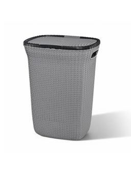 Kuber Industries - Marriott Dark Grey Plastic Large 55 Liter Laundry Basket With Lid & Handle