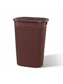 Kuber Industries - Dark Brown Plastic Large 55 Liter Laundry Basket with Lid & Handle