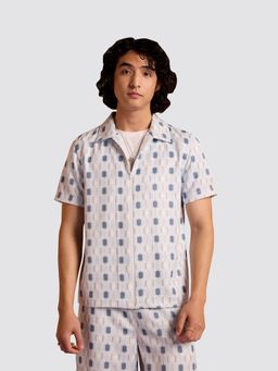 Muvazo - Geo Fusion Shirt Greyish Blue