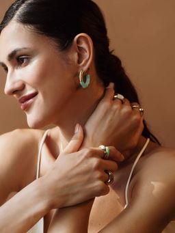 Lunaya Jewelry - Molten Hoops Sage Green