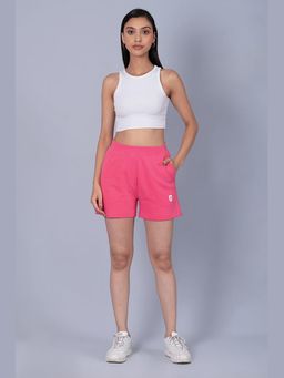 Muvazo - Pink Pure Cotton Regular Solid Shorts