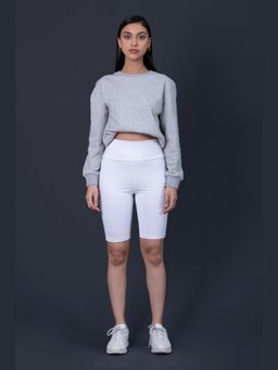 Muvazo - White Pure Cotton Fitted Solid Shorts