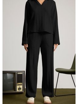 Muvazo - Black Tactile Pleated Pant