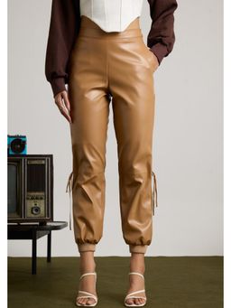 Muvazo - Brown Maple Stride Leather Pant