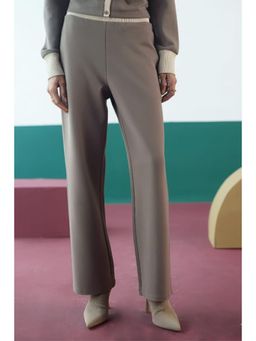 Muvazo - Grey Warm Dune Contrasted Ribbed Pant