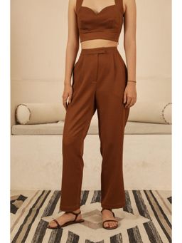 Muvazo - Brown Pleated Pant