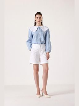 Muvazo - Peach Cotton Relaxed Solid Shorts