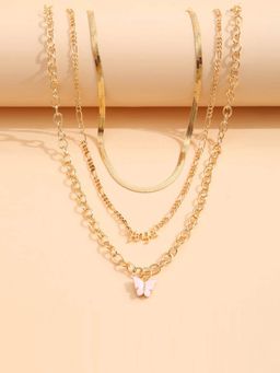 Jewels Galaxy - Jewellery For Women Gold Plated "Angel" Layered Necklace with a Butterfly Pendant