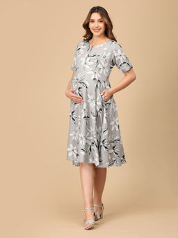The Mom Store - Fleur de Grey Maternity and Nursing Dress