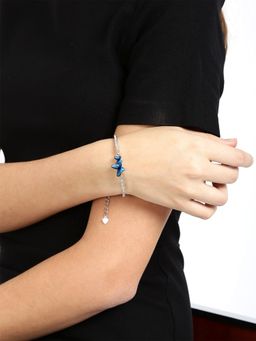 Yellow Chimes - Crystals from Swarovski Silver-Toned Metal Rhodium-Plated Charm Bracelet