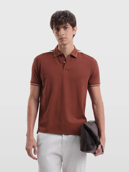 Arrow Sports - Mens Solid Regular Fit Polo T-shirt - Brown