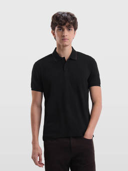 Arrow Sports - Mens Solid Regular Fit Polo T-shirt - Black