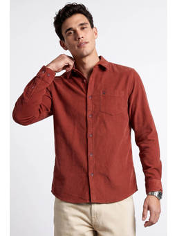 Allen Solly - Men Rust Sport Fit Solid Full Sleeves Casual Relaxed Shirt