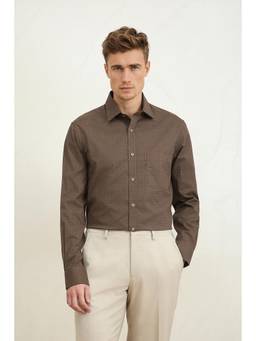 Louis Philippe - Men Brown Classic Fit Printed Full Sleeves Formal Shirt