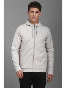 Louis Philippe - Men Casual Light Grey Solid Sweatshirt
