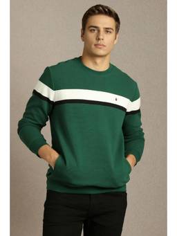 Louis Philippe - Men Casual Green Solid Sweatshirt