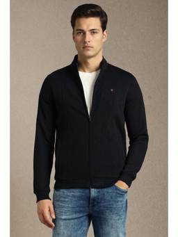 Louis Philippe - Men Casual Black Solid Sweatshirt