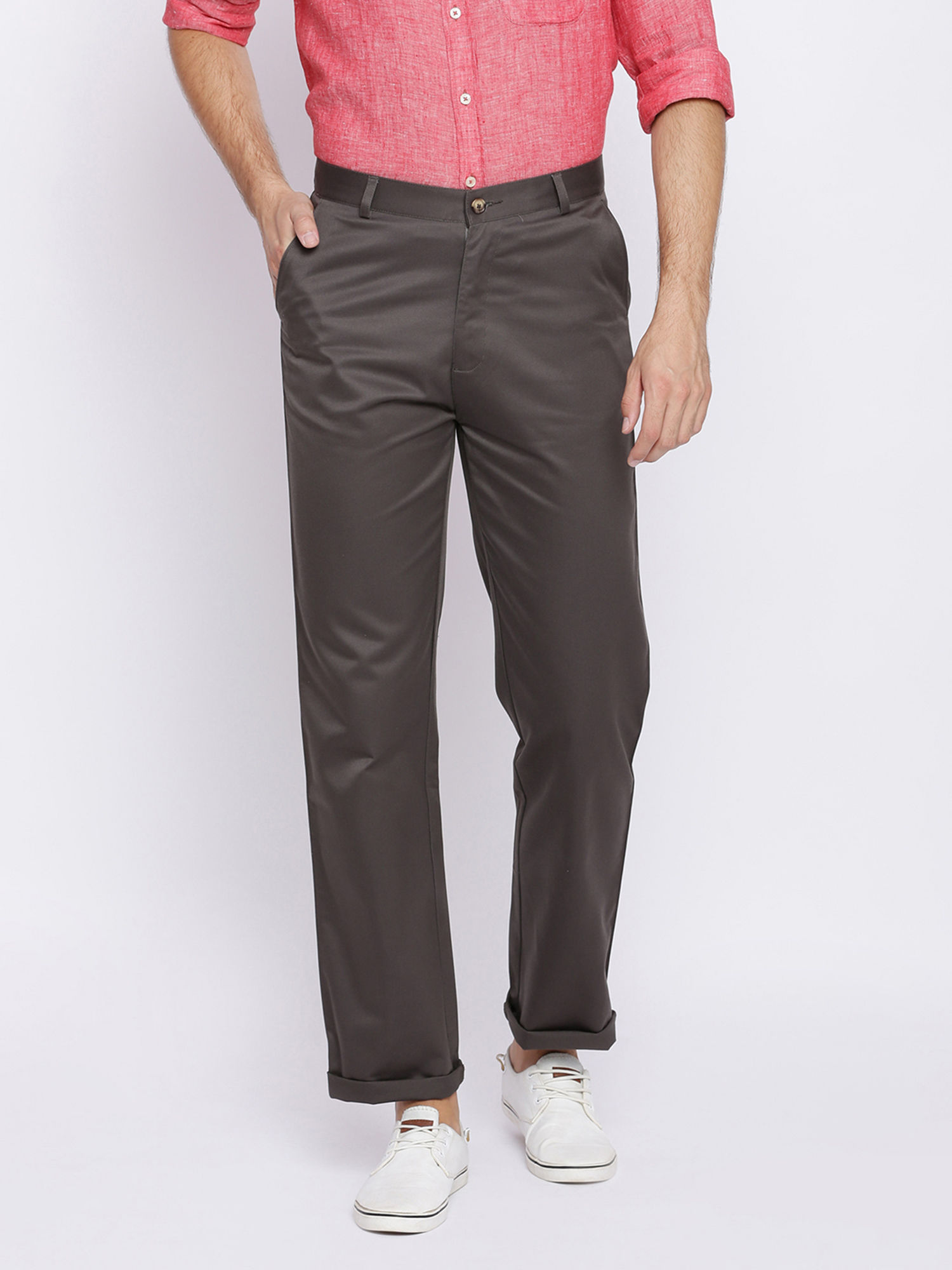 Buy BASICS Comfort Fit Mid Grey Satin 