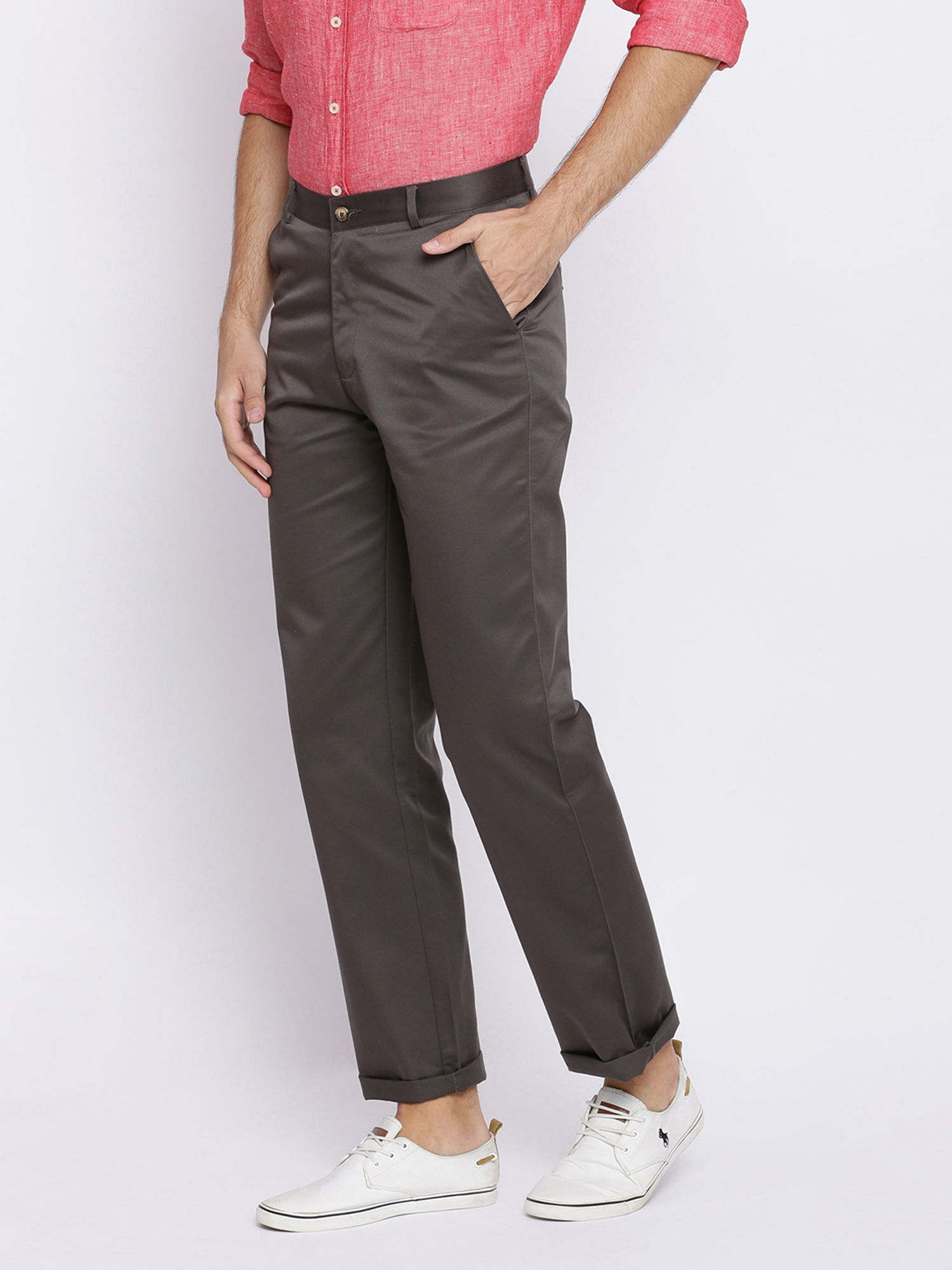 Buy BASICS Comfort Fit Mid Grey Satin 