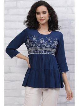 Rangriti - Blue Solid/plain Top