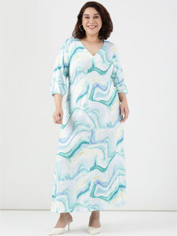 THE PINK MOON - Women Blue Marble Dress