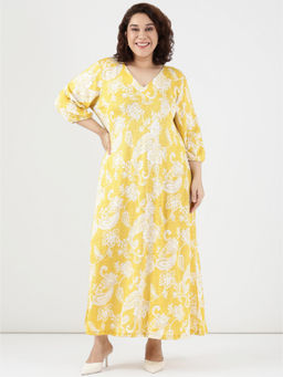 THE PINK MOON - Women Yellow Paisley Dress