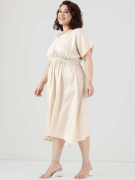 Midi Dress Size 16 Womens Clothes THE PINK MOON Women Beige