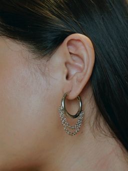 House of Pehr - Silver Plated Hoop Chain Earrings