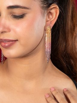 Niscka - Pink-Shaded Multi Layer Dangler Earrings