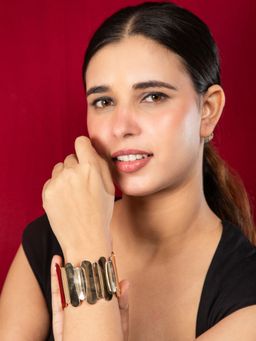 Niscka - 24K Gold Plated Broad Kada Bracelet