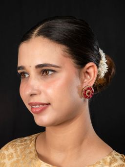 Niscka - Gold Plated Round Earrings