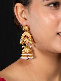 Niscka - Matte Gold Plated Chaand Bali Jhumka